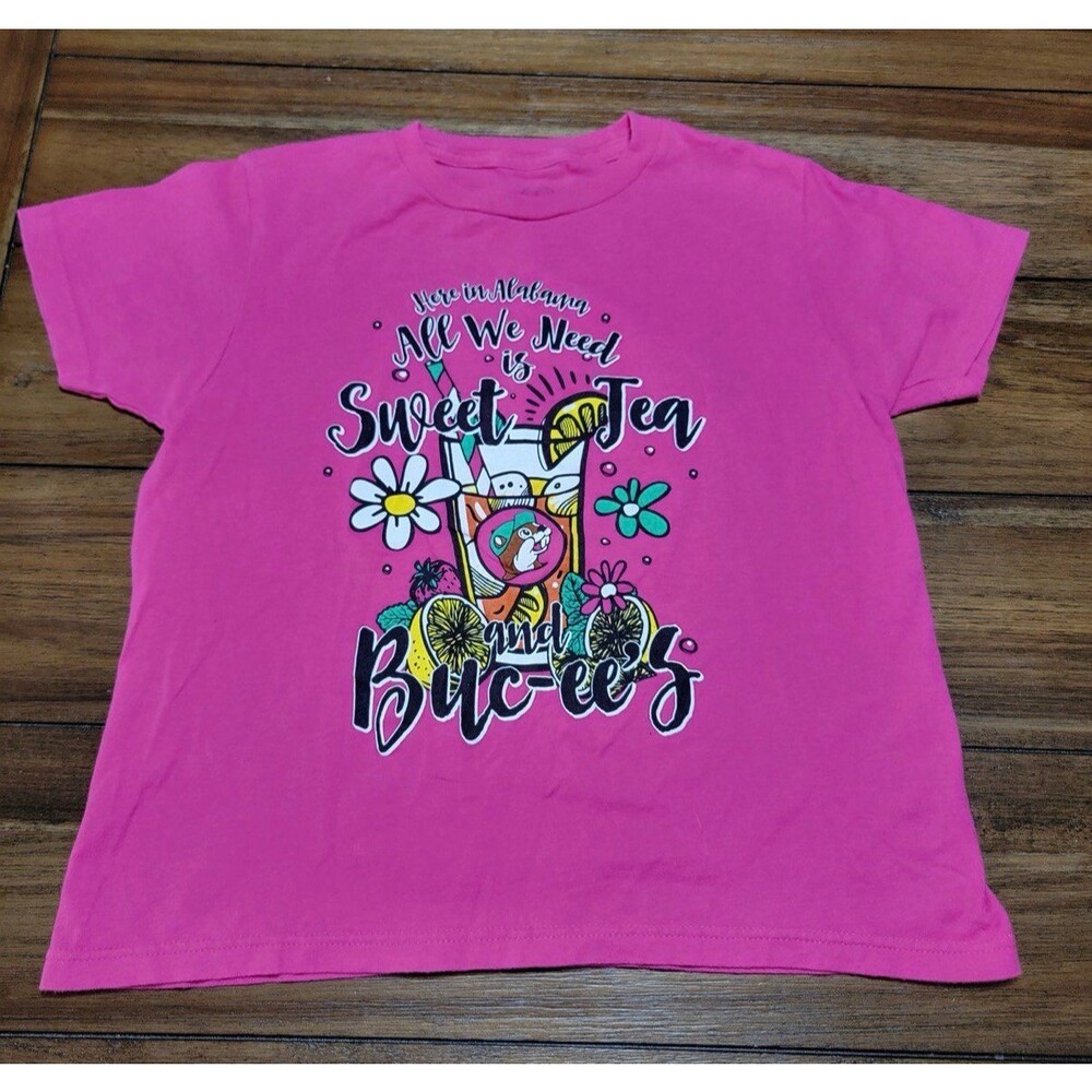 Buc-ee's Youth Pink Tee "Alabama, Sweet Tea" - Size YM